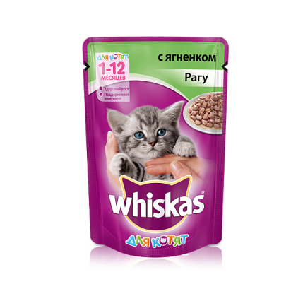 Whiskas для котят рагу с ягненком 85 гр.